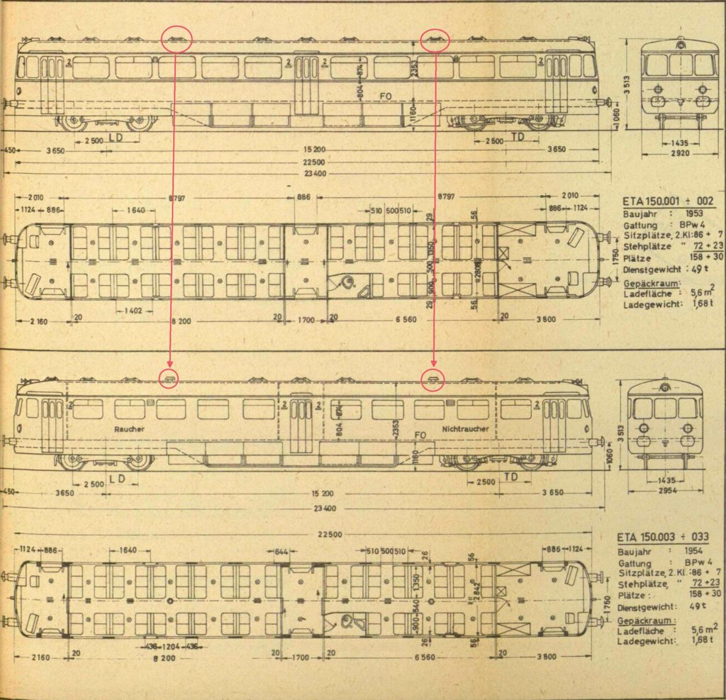 Übersichtszeichnungen der ETA 150 001/002 und ETA 150 003